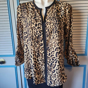 Meraki Leopard Print Top with Black Trim